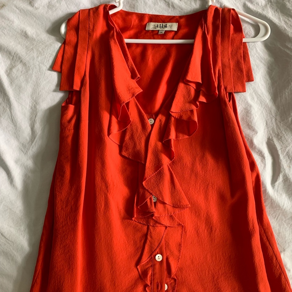 Tibi Orange Sleeveless Blouse 0